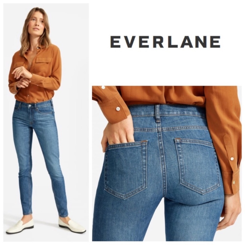 Everlane mid rise jeans.